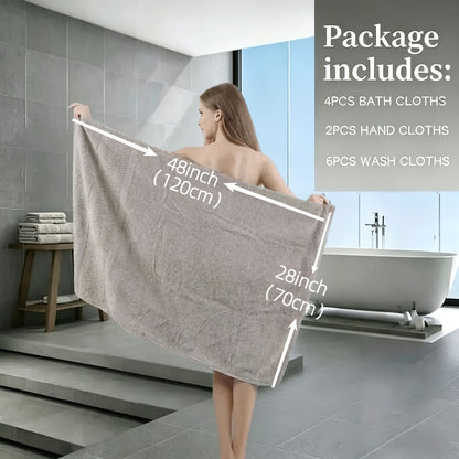 Luxury Towel Set 12 or 24 Piece Hotel Quality Cotton - Highly Absorbent Quick Dry Thick Bath Towels Hand Towels Washcloths | 7 Colors | Hotel Spa Gym Home Bathroom Essentials Gift Set