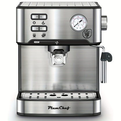 20 Bar Espresso Machine 950W – Stainless Steel Espresso & Cappuccino Latte Maker with Steam Wand Milk Frother, 49.03oz Water Tank, ESE Pod Filter, Home Barista Coffee Machine – Black, Pressure Gauge