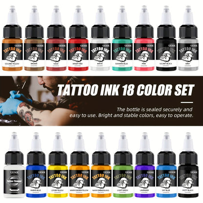 Tattoo Ink Set Professional 7 & 18 Colors 20ml Large Bottle Tattoo Cartridge Ink Kit for All Tattoo Styles Vivid Colors Long Lasting Safe Formula for Beginners & Artists