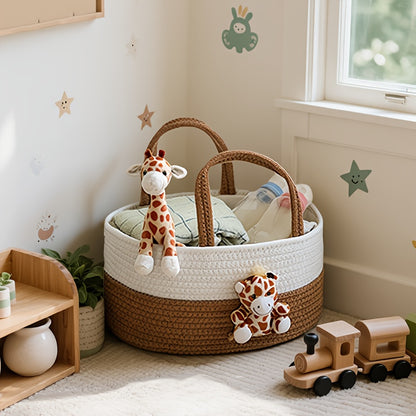 Cute Animal Woven Storage Basket – Decorative Desktop Organizer for Remote Controls, Toys, Stationery & Small Items – Bear, Bunny, Elephant & Giraffe Styles for Home, Nursery & Gift
