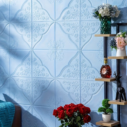 Peel and Stick Tile Stickers 13.78x13.78in Self-Adhesive Glam Plaid Pattern Wall Tiles for Kitchen Bathroom Living Room – 50pcs PVC Waterproof Removable Backsplash Decor