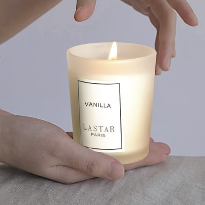 Vanilla Scented Soy Wax Candle in Frosted Glass Jar 70g - Single Wick Smokeless Clean Burn 8-12 Hour for Bedroom Living Room Ambiance Relaxation Valentine's Day Gift Home Decor