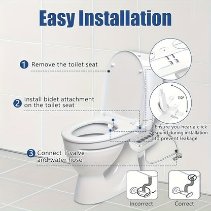 Bidet Attachment for Toilet Ultra-Slim – Non-Electric Cold Water Sprayer, Retractable Self-Cleaning Nozzle, Adjustable Water Pressure, Easy Install Toilet Seat Bidet