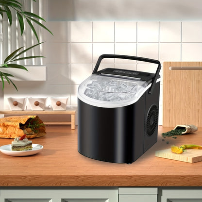 Ice Maker with Basket & Scoop – 26 Lbs/Day Countertop Bullet Ice Machine, 9 Cubes in 6 Mins, Self-Cleaning, 5 Colors Pink White Green Silver Black, for Home, Kitchen, Office, Bar, RV & Camping