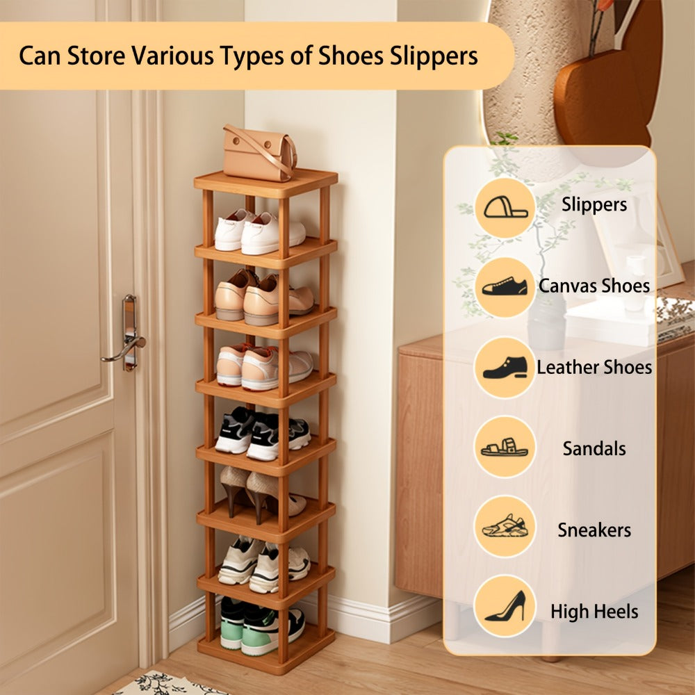Bamboo Shoe Rack 6 or 9 Tier – Space-Saving Wood Grain Shoe Organizer, Easy Assembly Freestanding Shoe Shelf for Entryway, Living Room, Bedroom & Dorm