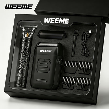 Men's Professional Hair Clipper and Trimmer Set Wireless USB Rechargeable Hair Cutting Kit for Hair and Beard Precise Grooming Gift for Dad Boyfriend Father's Day