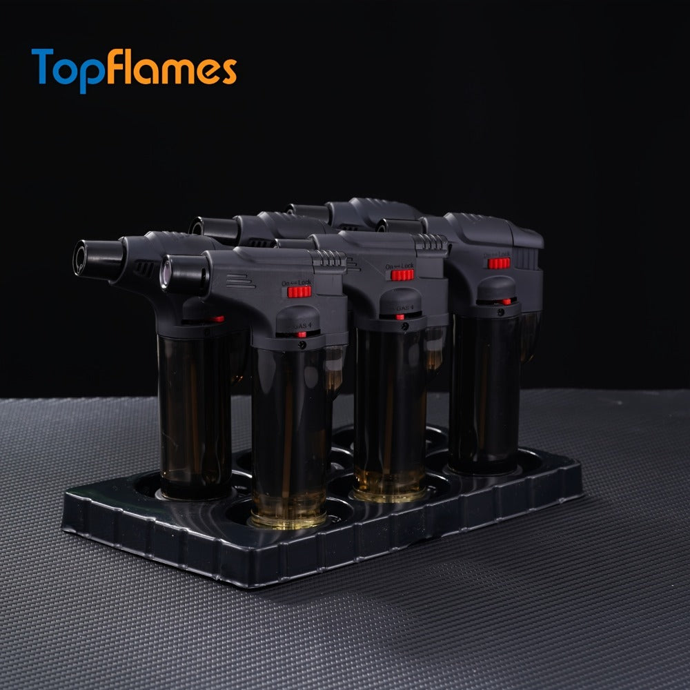 Butane Torch Lighter 6pcs Big Jet Flame Refillable & Adjustable Mini Blow Torch - Gift Box Set for Camping, Grill, BBQ, Culinary, Soldering & Welding | Butane Not Included