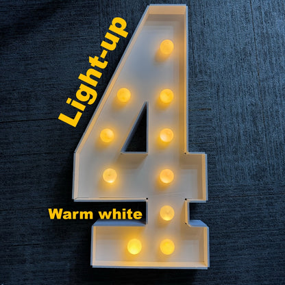 3ft Glowing Number Sign – Warm White LED 3D KT Board 36 Inch Freestanding Party Decoration for Birthday Anniversary Wedding