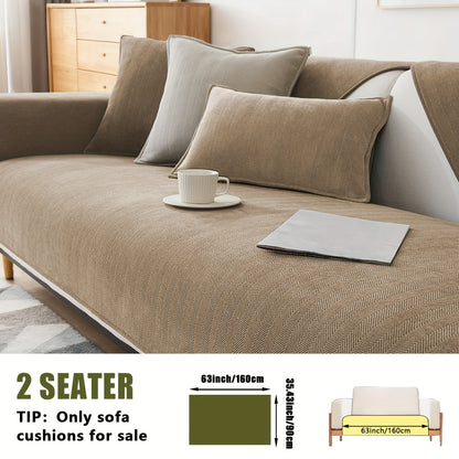 Chenille Ribbed Sofa Cover - Pet Friendly Non-Slip Machine Washable Soft Stretch Slipcover for 1-4 Seater Sectional Sofa Living Room Bedroom Office, 9 Colors