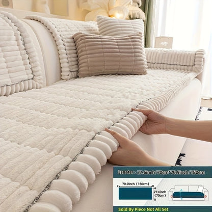 Sofa Cushion Cover Plush Velvet Washable Seat Pad Wavy Edge Soft Kapok Filling for Couch Loveseat 1 2 3 4 Seater — Easy Install Home Decor Protection