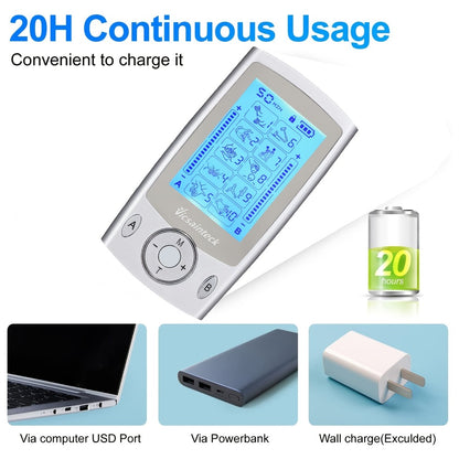 TENS Unit Muscle Stimulator Dual Channel 16 Modes 16 Levels for Pain Relief Back Neck Shoulder Full Body Recovery with 2x2 and 2x4 Electrode Pads EMS Therapy Device