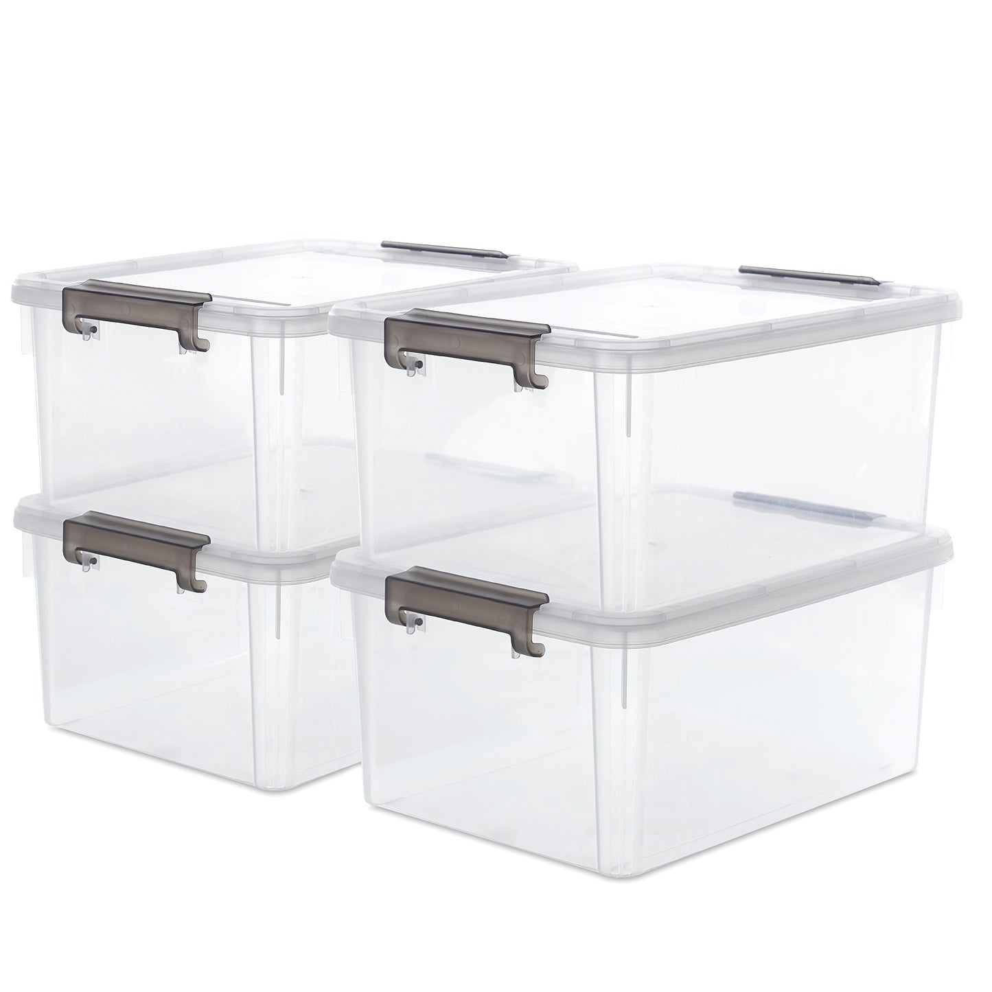 Plastic Storage Bins with Lids 4 Pack 17 Quart Stackable Clear Storage Containers with Latching Lids for Garage Closet Bedroom Basement Kitchen Organization