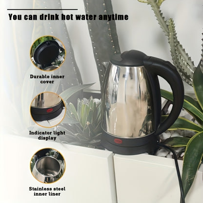 Electric Kettle Stainless Steel 2L Large Capacity 67.63oz with Auto Shut-Off, LED Indicator, BPA-Free Double Wall, Fast Boiling for Coffee & Tea – Black Hot Water Kettle for Home, Office & Dorm