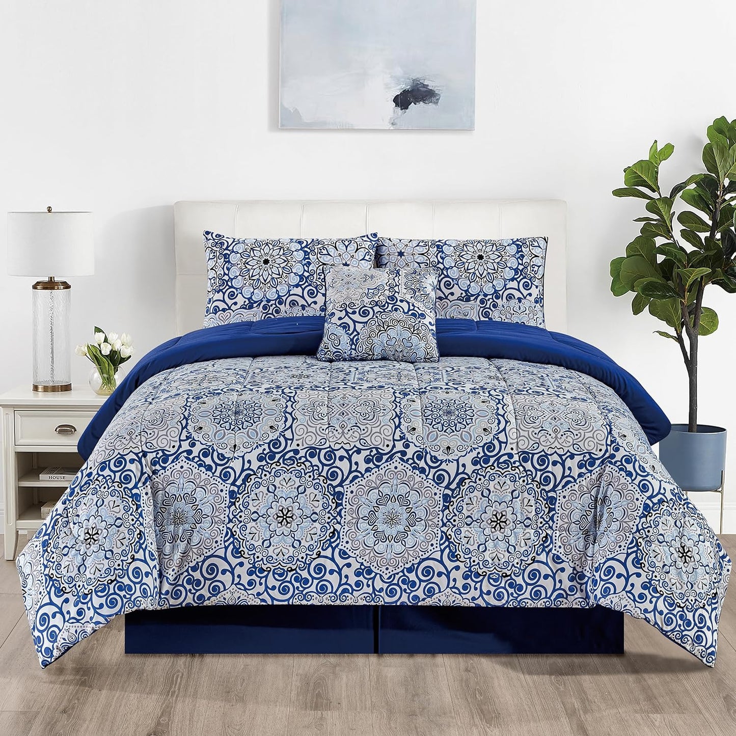 5-Piece Comforter Set – Down Alternative Reversible Quilted Bedding with Bed Skirt & Pillow Shams, Twin Queen King, All Seasons – 13 Colors