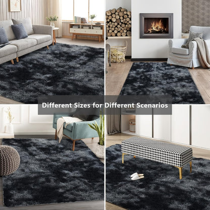 Fluffy Area Rug Tie-Dye Soft Carpet for Living Room Bedroom Office Thickened 1000g/㎡ Machine-Woven Indoor Mat Multi-Color Multi-Size Dark Gray Light Grey Khaki Pink Black White Purple