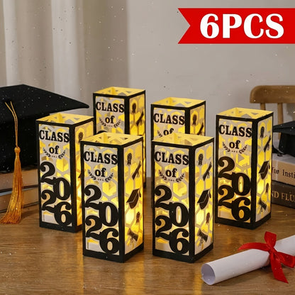 Graduation Centerpieces Decorations 6pcs Class of 2026 | Paper Lantern Boxes No Electricity Needed Congrats Grad Party Supplies for College High School Celebration Table Decor 6 Colors