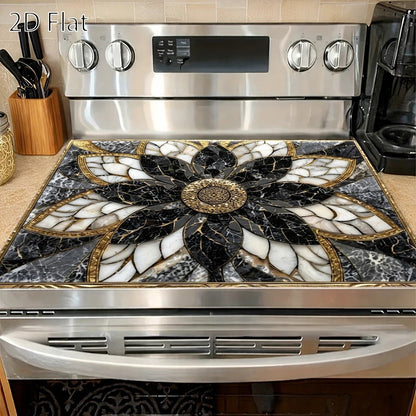 Stove Protector Mat Heat Resistant Non-Stick Reusable Gas Stove Liner Marble Pattern for Gas Stove Glass Cooktop Induction Cooker Oven Washing Machine Top