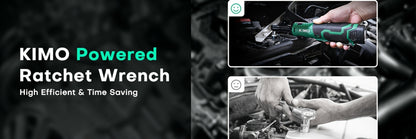 Cordless Ratchet Wrench 3/8 Inch 12V – KIMO 40ft-lb Torque Power Ratchet Set with 2.0Ah Battery, Fast Charger & 8 Sockets