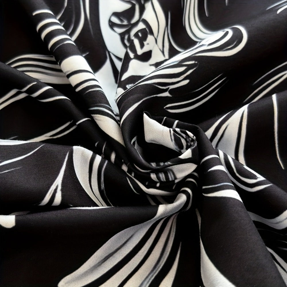 Skull Duvet Cover Set 3pcs – Gothic Victorian Baroque Black & White Skull Bedding with 2 Pillowcases, Digital Print Halloween Bedroom Decor (Twin, Full, Queen, King – No Insert)