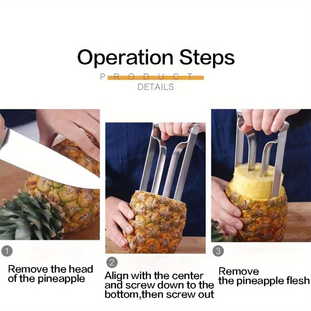 Pineapple Corer Slicer Stainless Steel – Easy One-Step Pineapple Cutter with Comfortable Grip for Home Kitchen Restaurant Use, Removes Core & Slices into Rings (1pc / 2pcs)