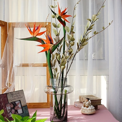 Artificial Bird of Paradise Flowers – 3pcs Realistic Rubber Strelitzia with 24.5" Long Stems for Home Decor, Vase Arrangements, DIY Bouquets, Party & Fall Decor (4 Colors)