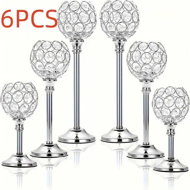 Crystal Candelabra Centerpiece – Gold & Silver Taper Candle Holders for Wedding, Anniversary, Candlelit Dinner, Birthday & Party Table Decor, Home & Hotel Decoration, 3-Pack & 6-Pack (Candles Not Included)