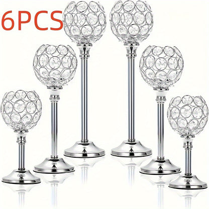 Crystal Candelabra Centerpiece – Gold & Silver Taper Candle Holders for Wedding, Anniversary, Candlelit Dinner, Birthday & Party Table Decor, Home & Hotel Decoration, 3-Pack & 6-Pack (Candles Not Included)