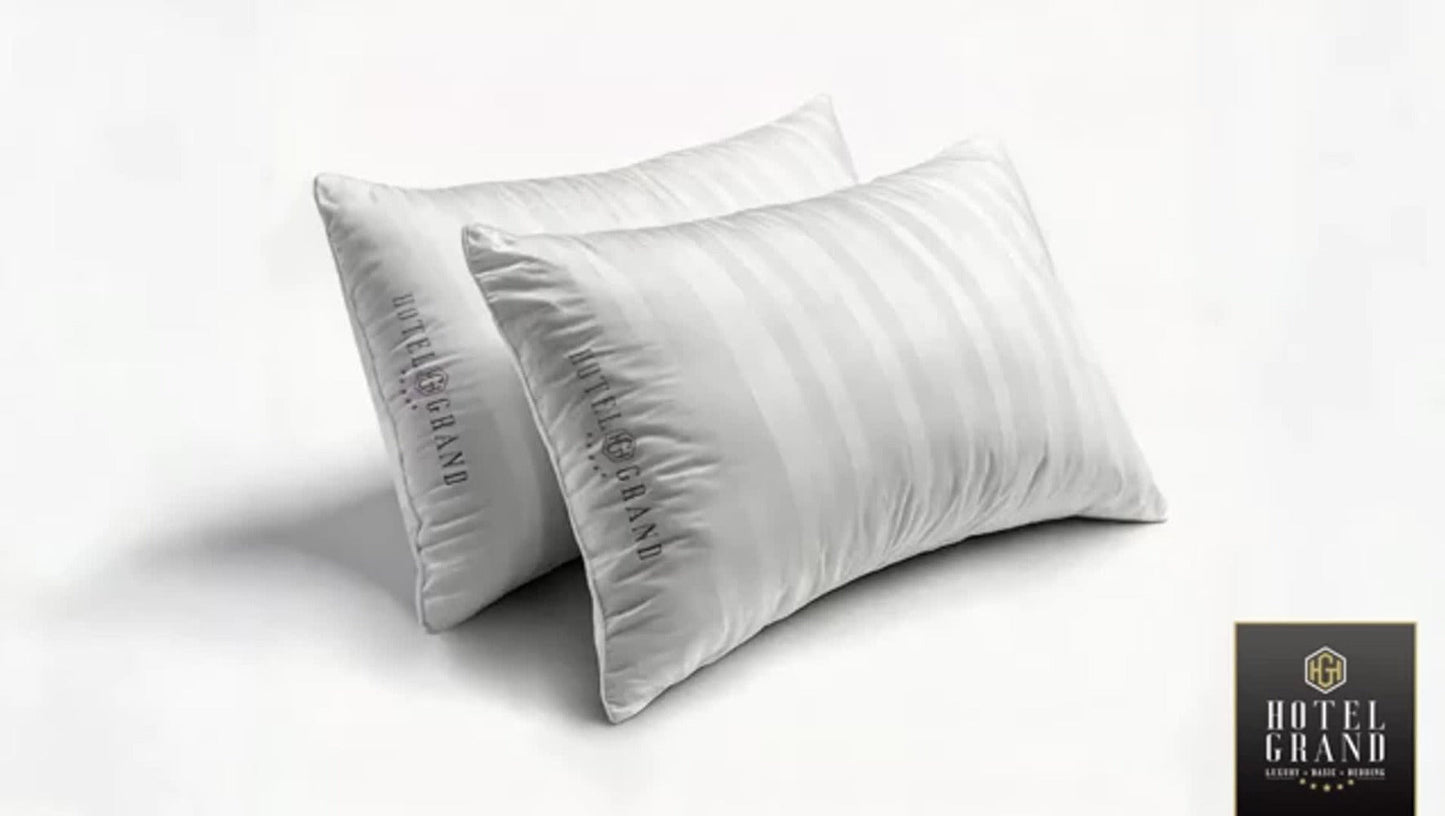 Hotel Collection Feather Down Bed Pillows Set of 2 – 500 Thread Count 100% Cotton, Soft Hypoallergenic Queen King Standard Size Back Side Sleeper Pillow 2 Pack