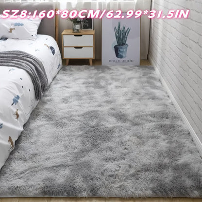 Plush Area Rug Tie-Dye & Solid Color - 100% Polyester Soft Fluffy Anti-Slip Machine Washable Carpet | Luxury Bedroom, Living Room & Sofa Floor Mat | Upscale Home Decor Rug in Multiple Colors & Sizes