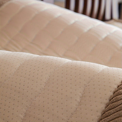 Plush Sofa Cover Bohemian Style Thickened Short Plush Non-Slip Machine Washable Pet Friendly Sofa Slipcover for Living Room Bedroom Office - Armrest Pad to 4 Seater