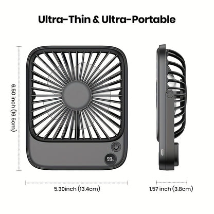 USB Desk Fan Battery Operated | 2000mAh & 5000mAh Rechargeable Mini Personal Fan, 4-Speed Adjustable, 180° Tilt & Foldable, Ultra-Quiet Strong Airflow for Office, Bedroom & Desktop Use – Black, Pink, White