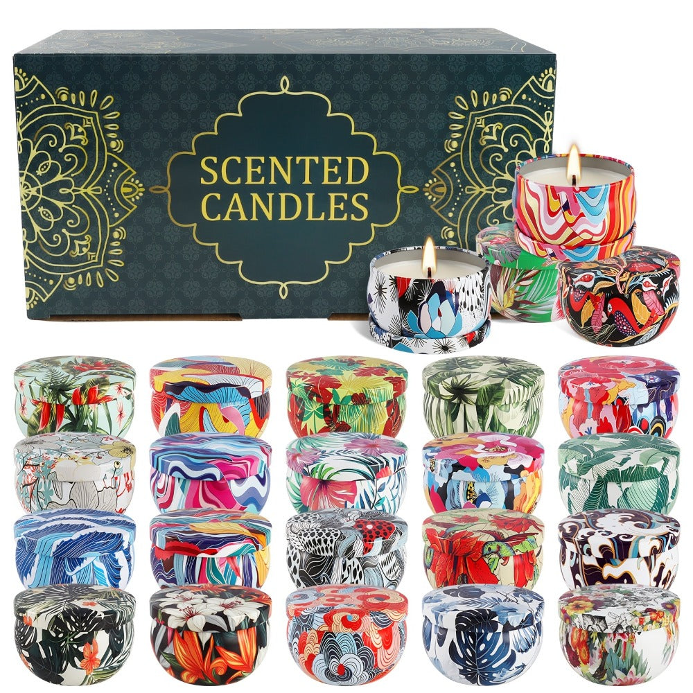 Scented Candles Set of 24 – Soy Wax Candles with Essential Oils, 2.5 Oz Travel Size Candle Gift Set for Women, Rain Scent for Home Decor, Aromatherapy, Birthday, Valentine's Day & Holiday Gifts