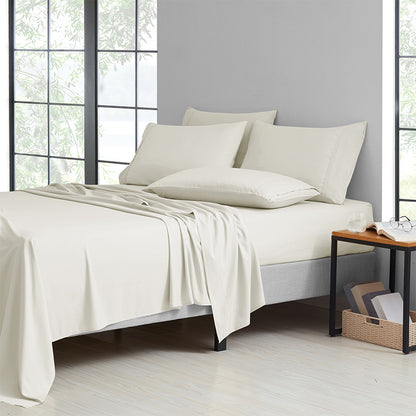 Bamboo Sheet Set 6 Piece Cooling Bed Sheets with Deep 16 Inch Pockets - 2000 Thread Count Microfiber Bamboo Blend Fitted Flat Sheets Pillowcases Twin Full Queen King Cal King