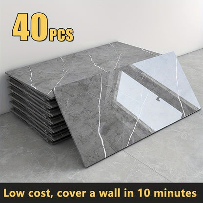 Peel and Stick Wall Panels Marble Pattern Self-Adhesive PVC Wall Tiles Waterproof Backsplash Stickers for Kitchen Bathroom Living Room Home Decor 20/40Pcs