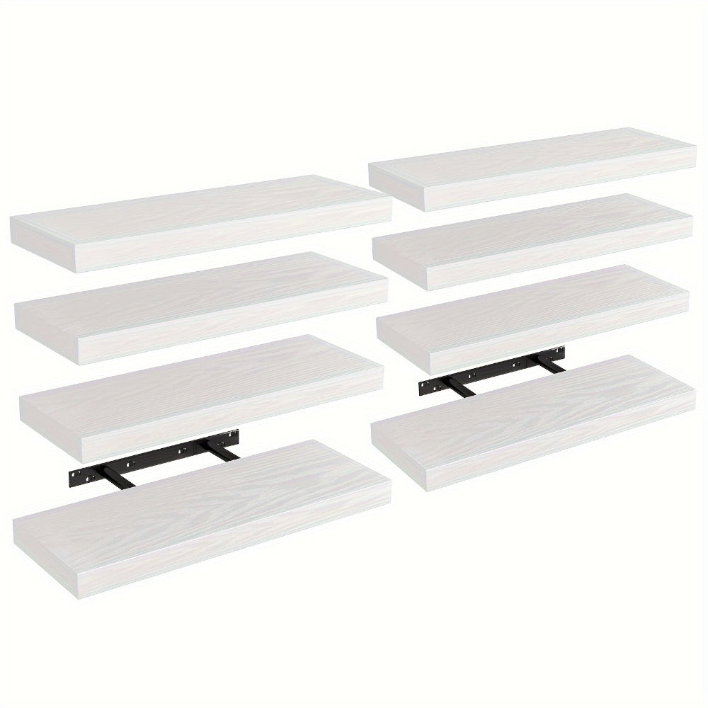 Floating Shelves for Wall 4/8pcs 15.8 Inch, Rustic Wood Wall Shelves with Invisible Brackets, Wall Mounted Display Shelf for Home Decor, Living Room, Bedroom, Bathroom – Walnut, Brown, Black, White, Gray
