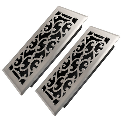 Floor Vent Register Cover 4x10 Inch Heavy Duty Walkable Steel Decorative Air Vent Grille Adjustable Airflow for Home HVAC 2-Pack Savannah Boston Design Multi Finish