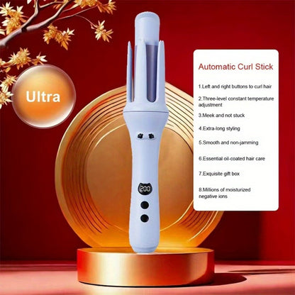Automatic Hair Curler - One Button Electric Rotary Curling Iron with LED Display, 9-Speed Intelligent Temperature Control, Anti-Winding Anti-Scald Design, Portable for Travel & Home, Gift for Women