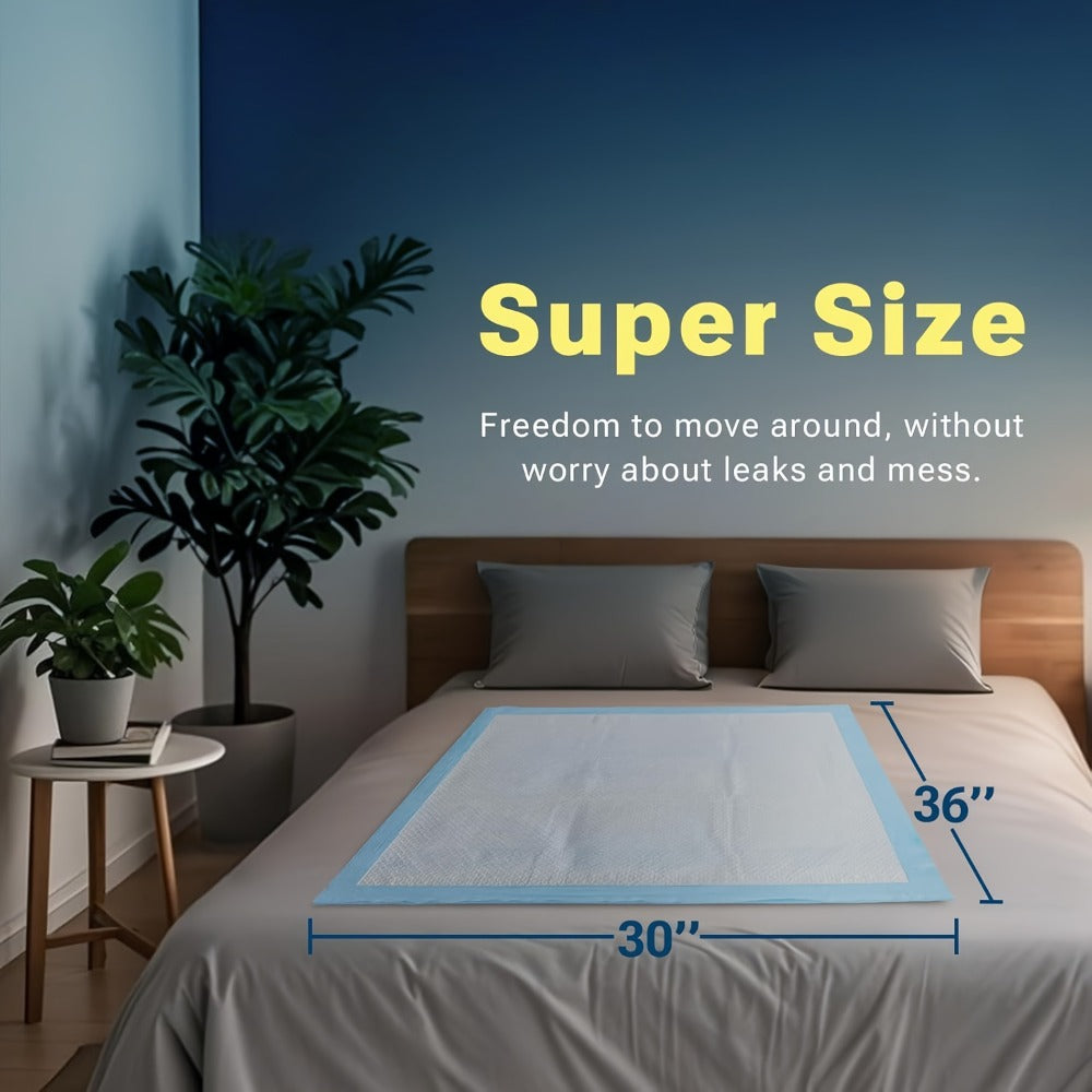 Disposable Bed Pads Extra Large 30x36 Inch – 6-Layer Absorbent Leak-Proof Underpads for Adults, Seniors, Postpartum, Pets & Incontinence Care – 50 or 100 Pack