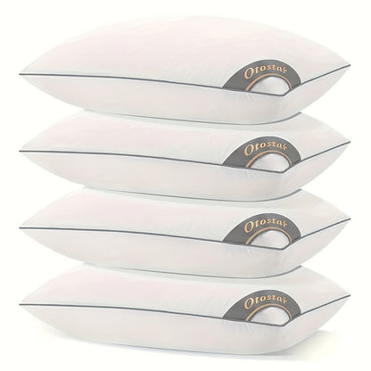 Hotel Quality Sleep Pillows Firm Support Cool-to-Touch Fiber Fill 2/4 Pack - Back Stomach Side Sleeper Pillow Set Soft Breathable Bed Pillows Standard Queen King Size