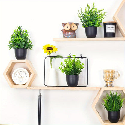 Artificial Plants 4 Pack Small Fake Plants in Black Pots for Bathroom Home Office Desktop Indoor Decor - Mini Faux Greenery Set for Shelf Table Desk