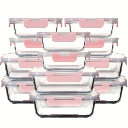 Glass Food Storage Containers with Airtight Lids - Borosilicate Glass Meal Prep Containers Set, Microwave Dishwasher Freezer Safe, BPA Free, Leak Proof Lunch Containers for Kitchen