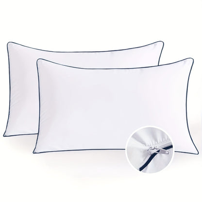 Hotel Quality Sleep Pillows Firm Support Cool-to-Touch Fiber Fill 2/4 Pack - Back Stomach Side Sleeper Pillow Set Soft Breathable Bed Pillows Standard Queen King Size