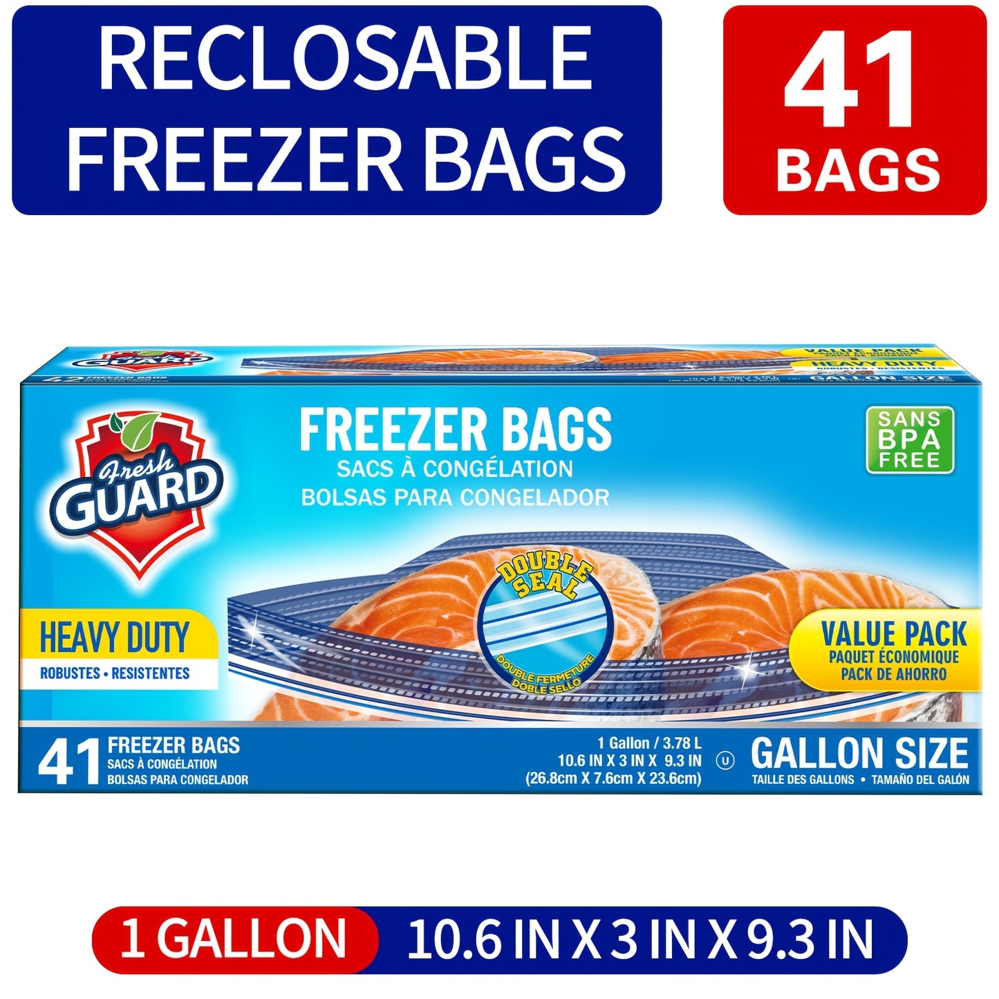 Freezer Storage Bags Resealable – Sturdy Bulk Food Storage Bags with Easy-Open Tabs for Freezer & Refrigerator – 0.25 Gallon, 1 Gallon & 2 Gallon for Fruits, Vegetables, Meats & Meal Prep