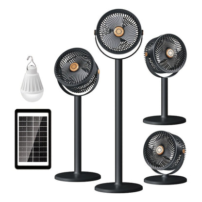Solar Floor Fan 33-Inch Rechargeable 4000mAh USB Standing Fan Power Bank 2-in-1 360° Tilt 5-Speed 4-Height Adjustable for Indoor Outdoor Courtyard RV Camping