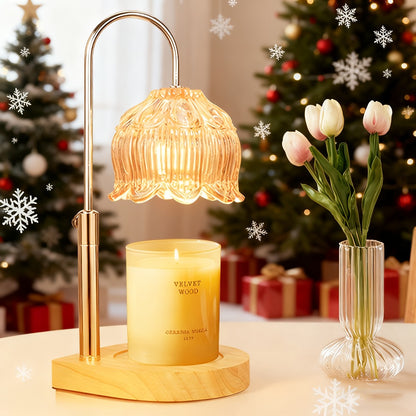 Candle Warmer Lamp Adjustable Height Dimmable Flameless Scented Wax Melt Vintage Iron Tabletop Light with Timer 120V Plug-In for Home Decor Bedroom Living Room Mother's Day Christmas Gift