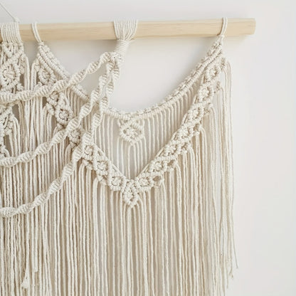 Large Macrame Wall Hanging 43x32 Inch Handmade Bohemian Woven Tapestry Boho Wall Decor for Bedroom Living Room Wedding Party Aesthetic Room Decor Artisan Cotton Rope Wall Art