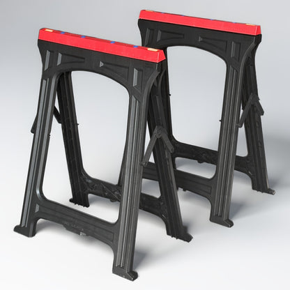 Folding Sawhorse 2 Pack Heavy Duty 700LBS Capacity Portable Work Support Horses Foldable Steel Saw Horse Set with Non-Slip Legs for Workshop Garage DIY Projects