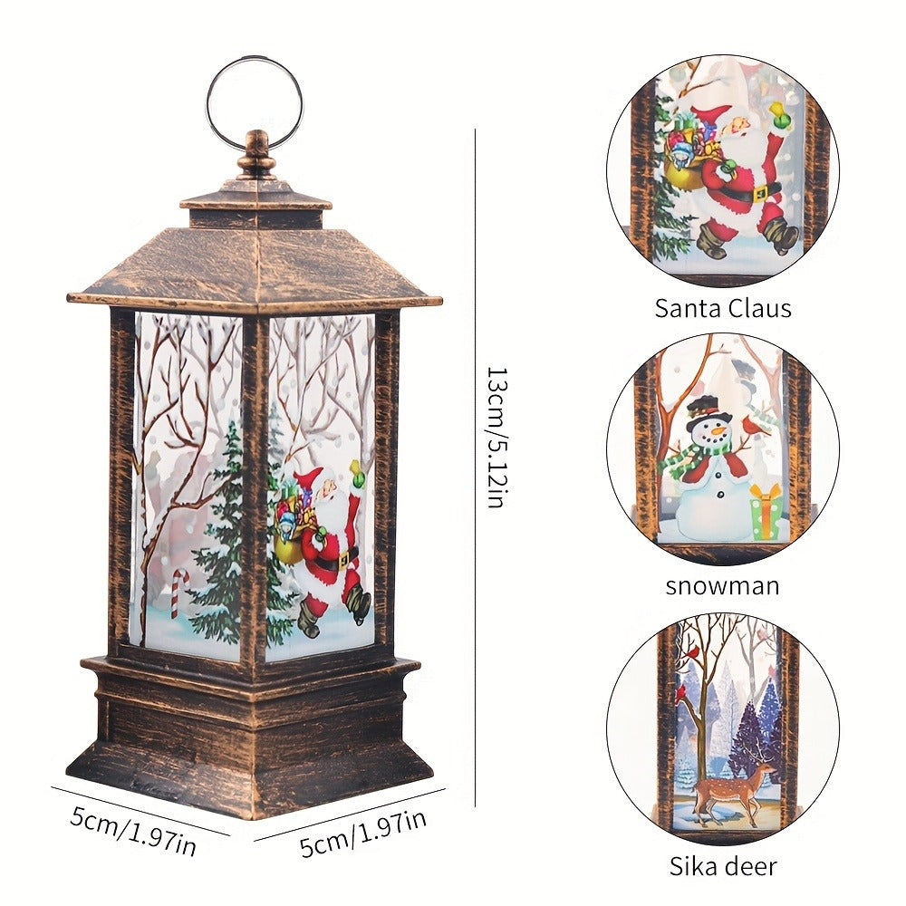 Christmas Lantern Candlestick Nightlight Set 3pcs – Santa Snowman LED Table Decoration Light Battery Operated Holiday Home Decor