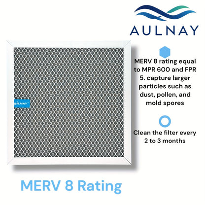 Washable Electrostatic HVAC Air Filter MERV 8 Lifetime Reusable, 6-Layer Filtration MPR 600 FPR 5, Increases Airflow, Healthier Indoor Air for Home and Office, Multiple Sizes Available