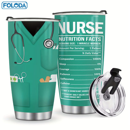 Nurse Tumbler 20oz Stainless Steel Double Wall Vacuum Insulated Travel Mug with Lid Leak-Proof Oval Water Bottle Funny Nurse Design Gift for Nurses Doctors Healthcare Workers Christmas Valentine Appreciation
